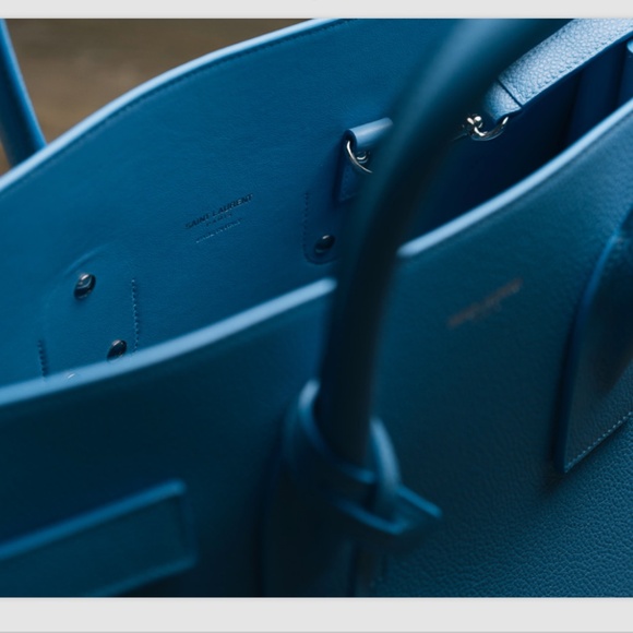 SAINT LAURENT PARIS Light Blue Leather Nano Classic Sac De Jour Tote - Picture 3 of 6